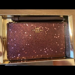 Coach Boxed Small Wristlet With Heart Glitter